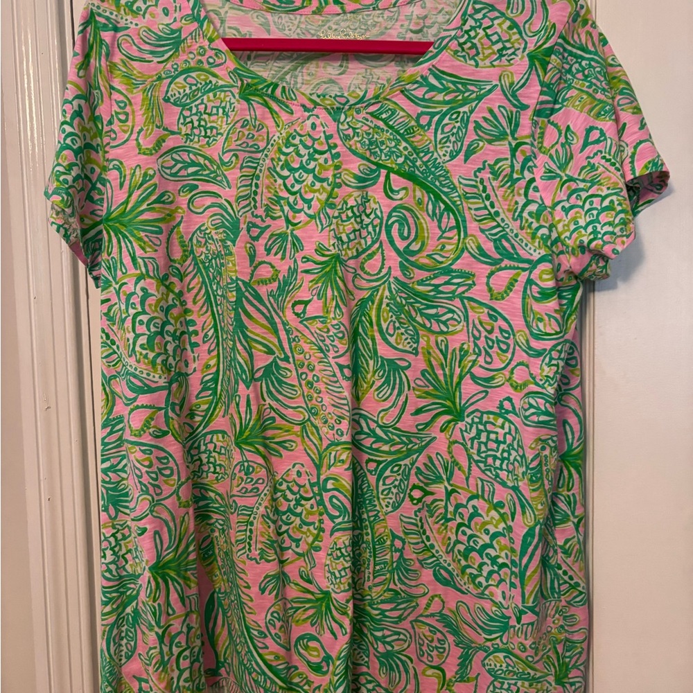 Lilly Pulitzer Pink Relaxed Short Sleeve Etta top